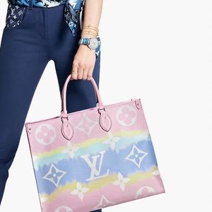 Louis Vuitton Onthego Escale Collection Pink Pastel Coated Canvas Tote